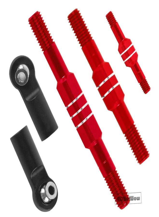وصلات ضبط زاوية العجلات من RCHuiWow RC، قطع غيار مُحسّنة لسيارات Slash 2WD (VXL) وRustler 2WD (VXL) وStampede 2WD (VXL) وBandit 2WD (VXL) بمقياس 1/10، مصنوعة من سبائك الألومنيوم، قابلة للتعديل، 7 قطع، لون أحمر - Image 3